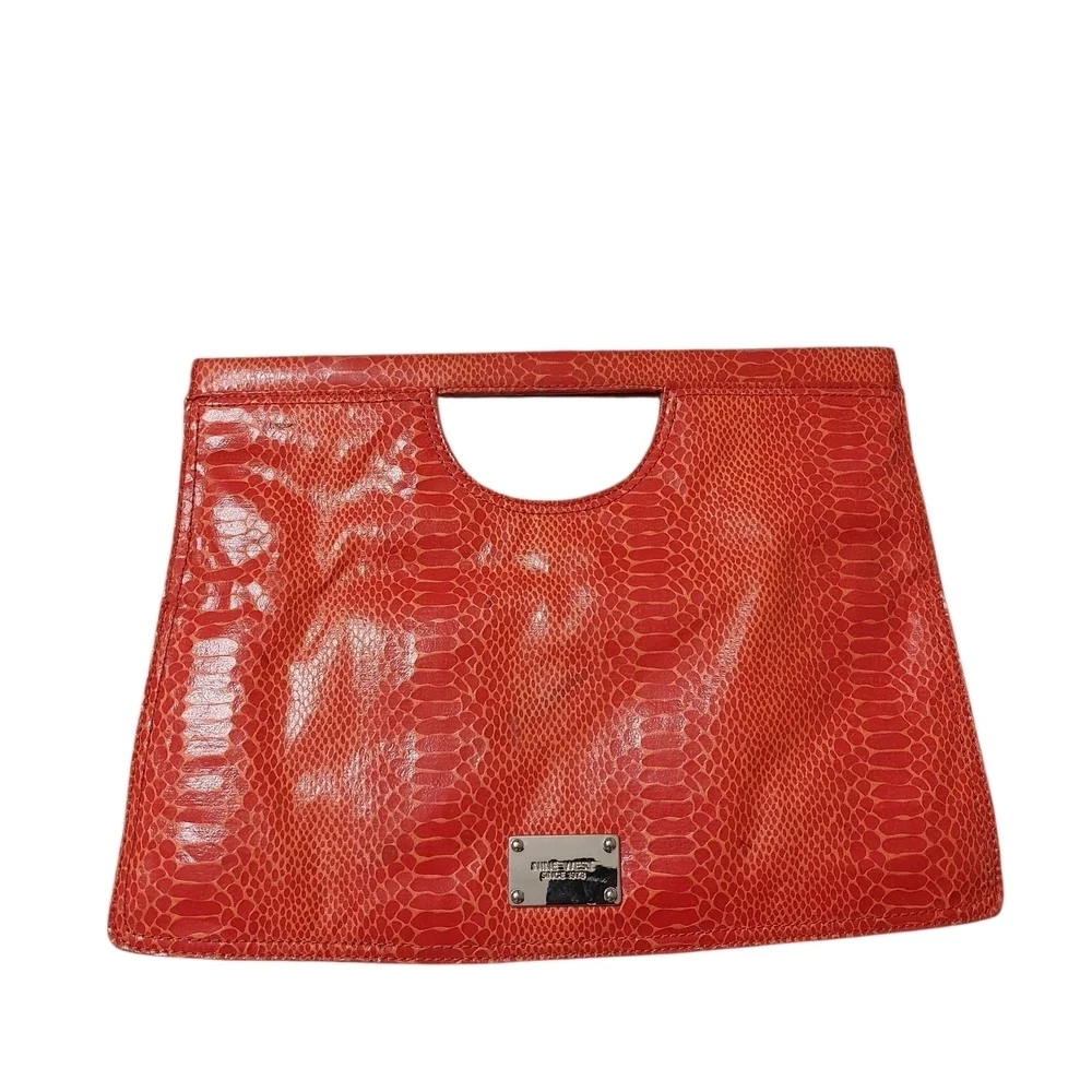 Nine West Red Snakeskin Clutch